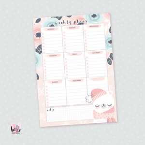 A5 Weekly Notepad - Winter Bear - desk planner/ agenda