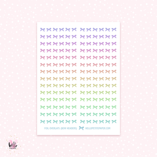 Bow headers - foil overlay stickers (gold or holo)