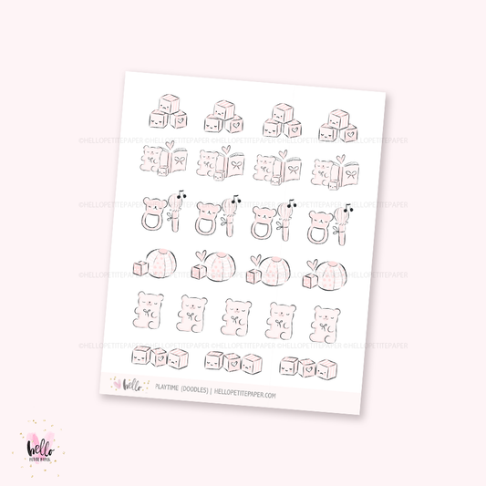 Doodle icons (PLAYTIME)  -  hand-drawn planner stickers