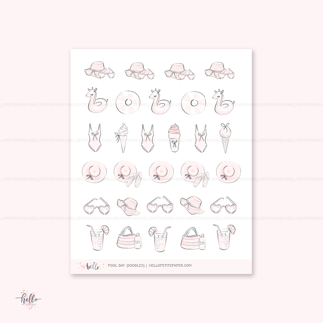 Doodle icons (POOL) - planner stickers – Hello Petite Paper | planner ...