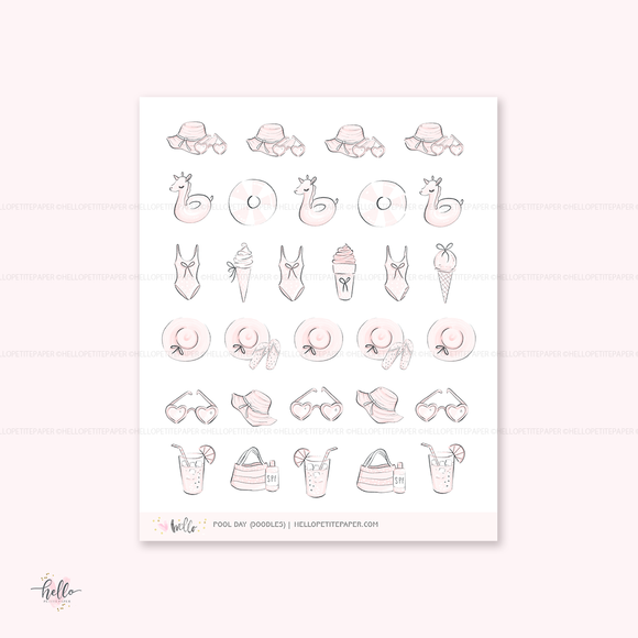 Doodle icons (POOL) - planner stickers