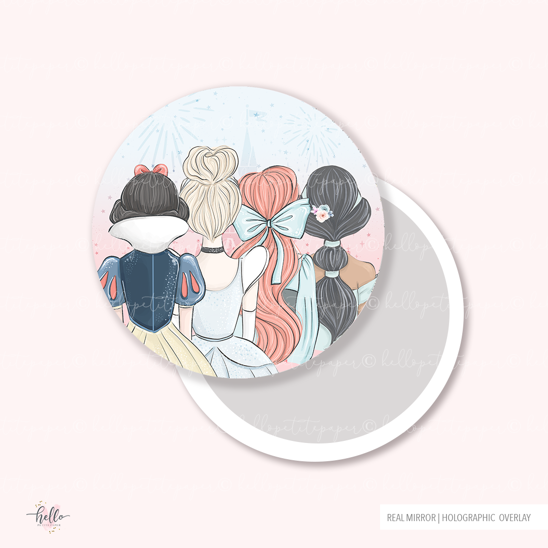 Pocket Mirror - Princesses (holographic 58mm)