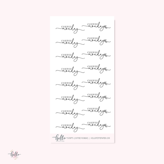 Mini scripts | Coffee Monday - planner stickers