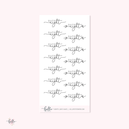 Mini scripts | Date Night - planner stickers