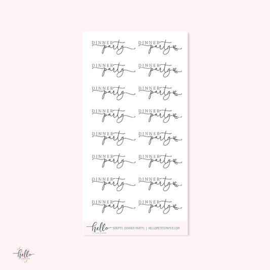 Mini scripts | Dinner Party - planner stickers