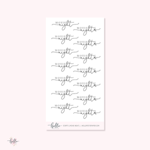 Mini scripts | Movie Night - planner stickers