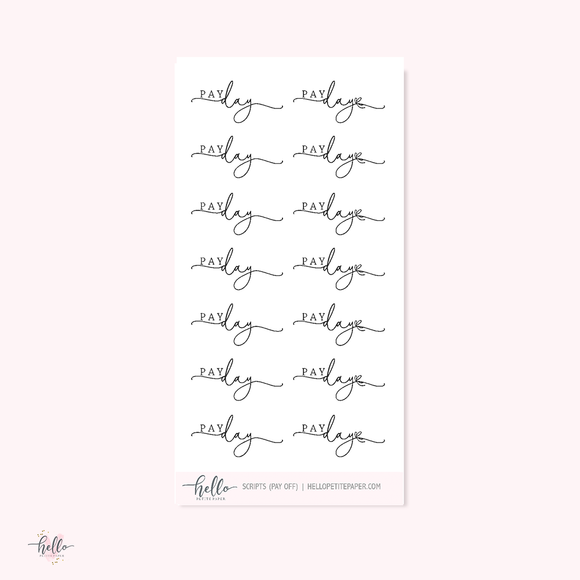 Mini scripts | Pay Day - planner stickers