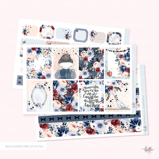 FOILED Snow White  - sticker kit (silver foil)