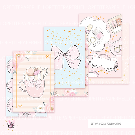 3 Gold Foil Cards - Time for me time
