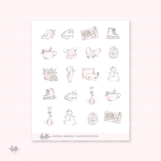 Doodle icons (WINTER) - planner stickers